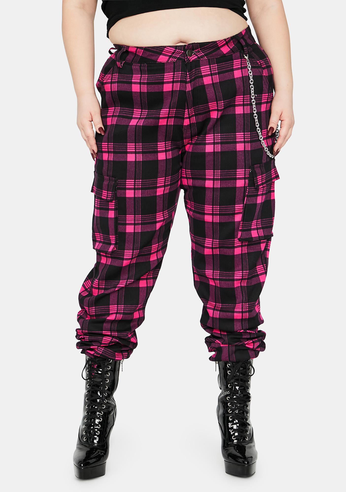 black and pink cargo pants