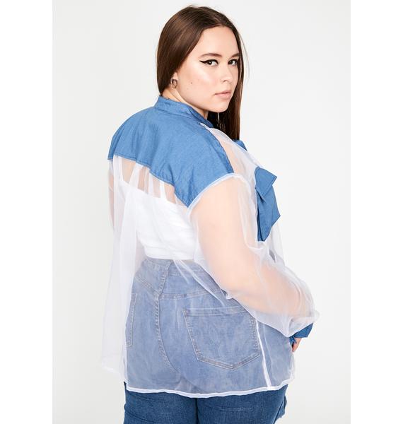 sheer denim shirt