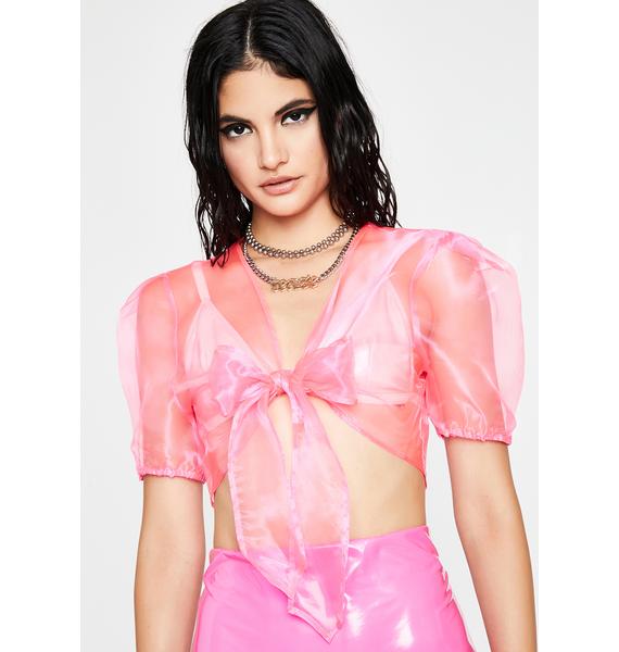 crop top with organza bow