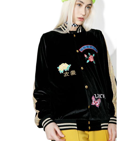 Jaded London Embroidered Velvet & Sequin Bomber Jacket | Dolls Kill
