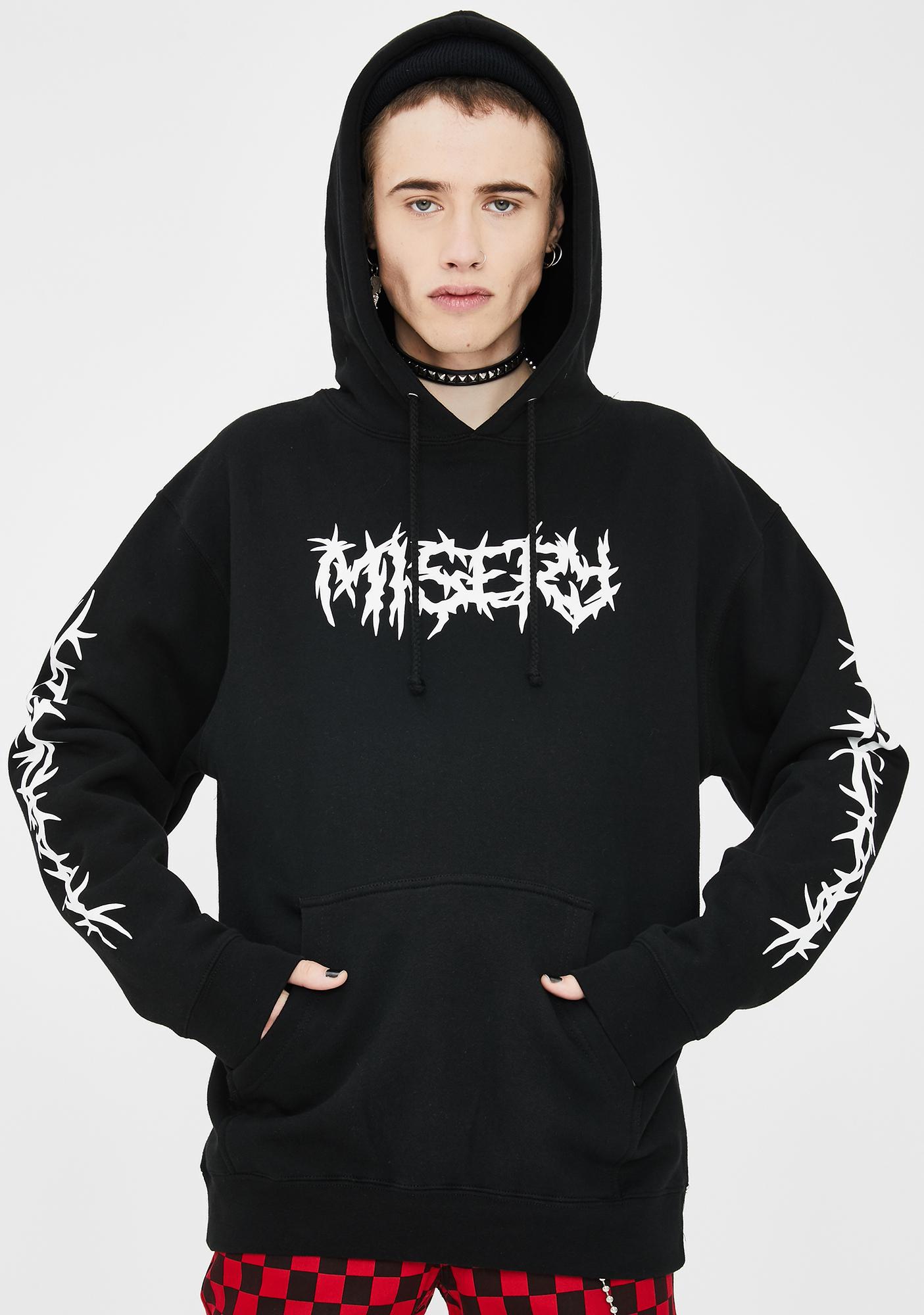 Unisex Misery Worldwide Pullover Hoodie Thorns Graphic Text Logo ...