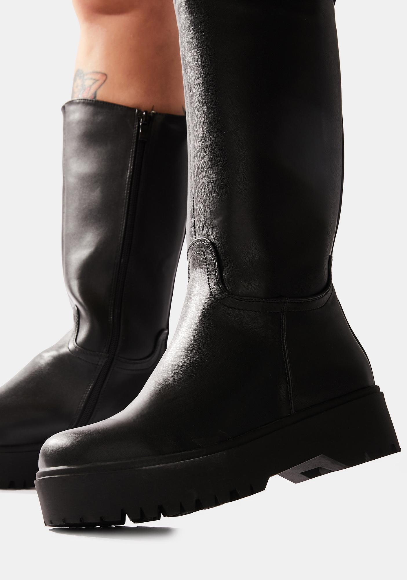 vegan leather black boots