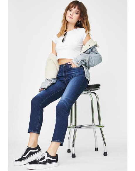 London Indigo 724 High Rise Straight Crop Jeans