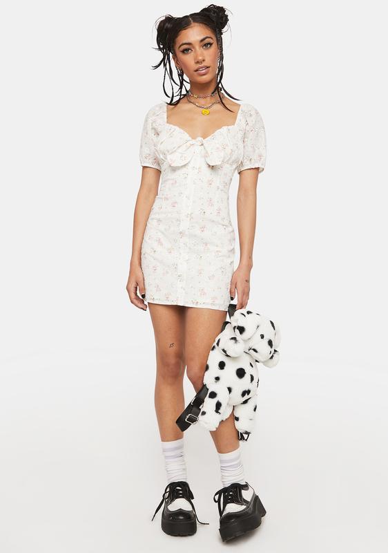 teatime embroidered cutout mini dress