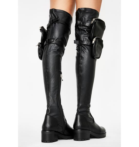 AZALEA WANG Eureva Utility Knee High Boots | Dolls Kill