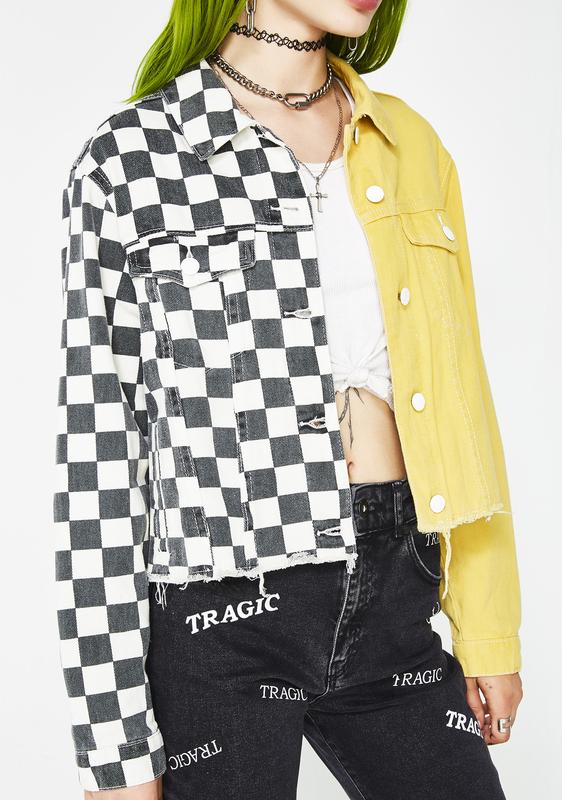 checkerboard jean jacket