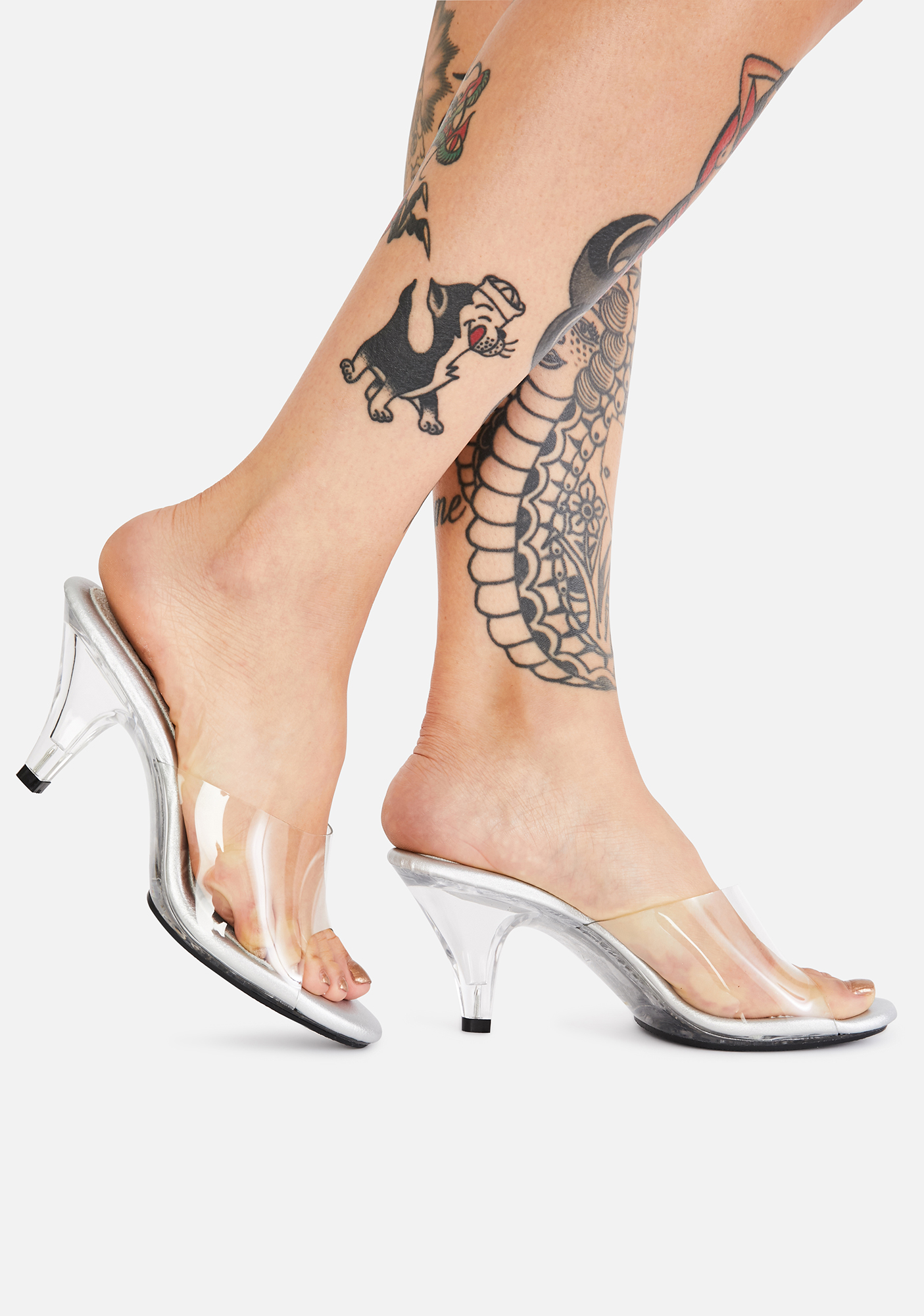 embellished clear heels