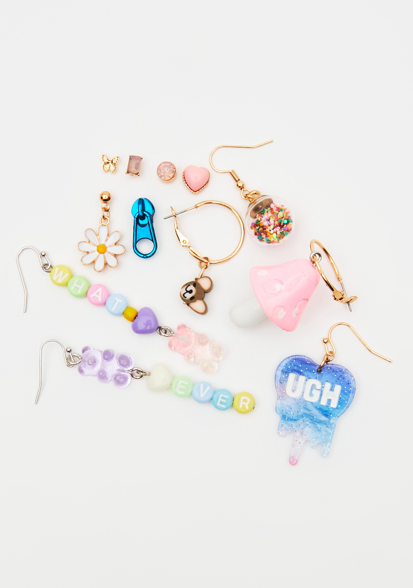 Multicolored Y2K Charm Earrings Set Dolls Kill