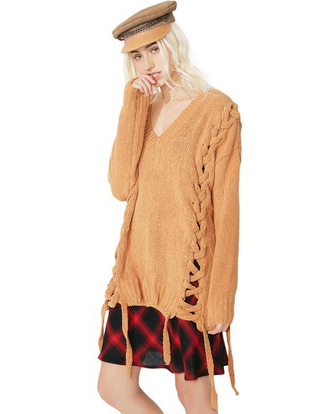 Lazy Daze Lace-Up Sweater