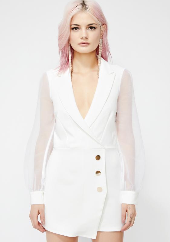 sheer white blazer