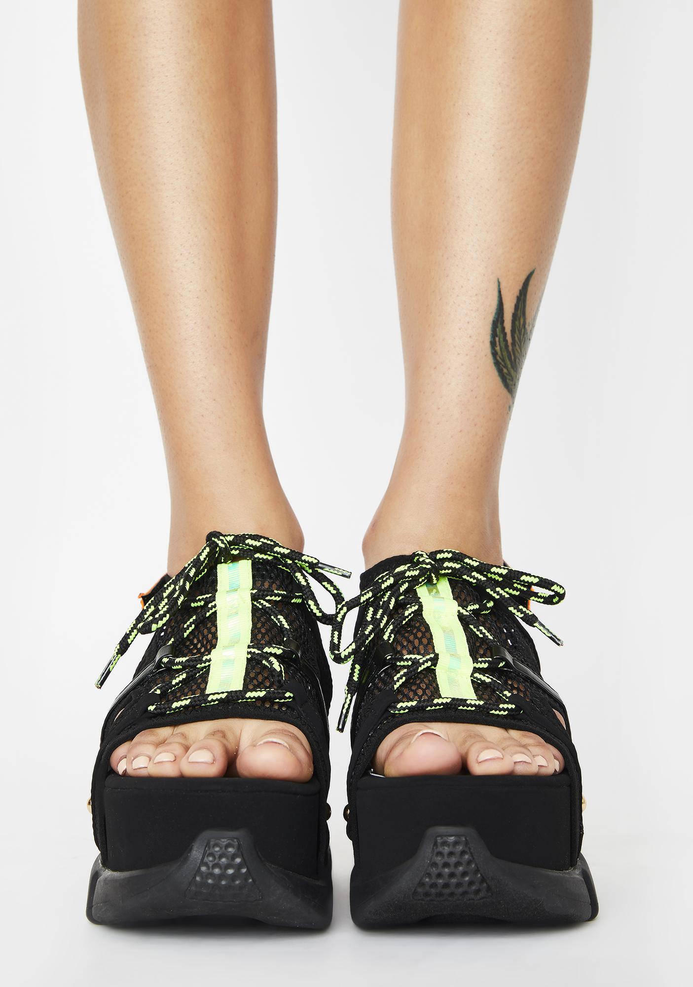 lace up platform sandals black