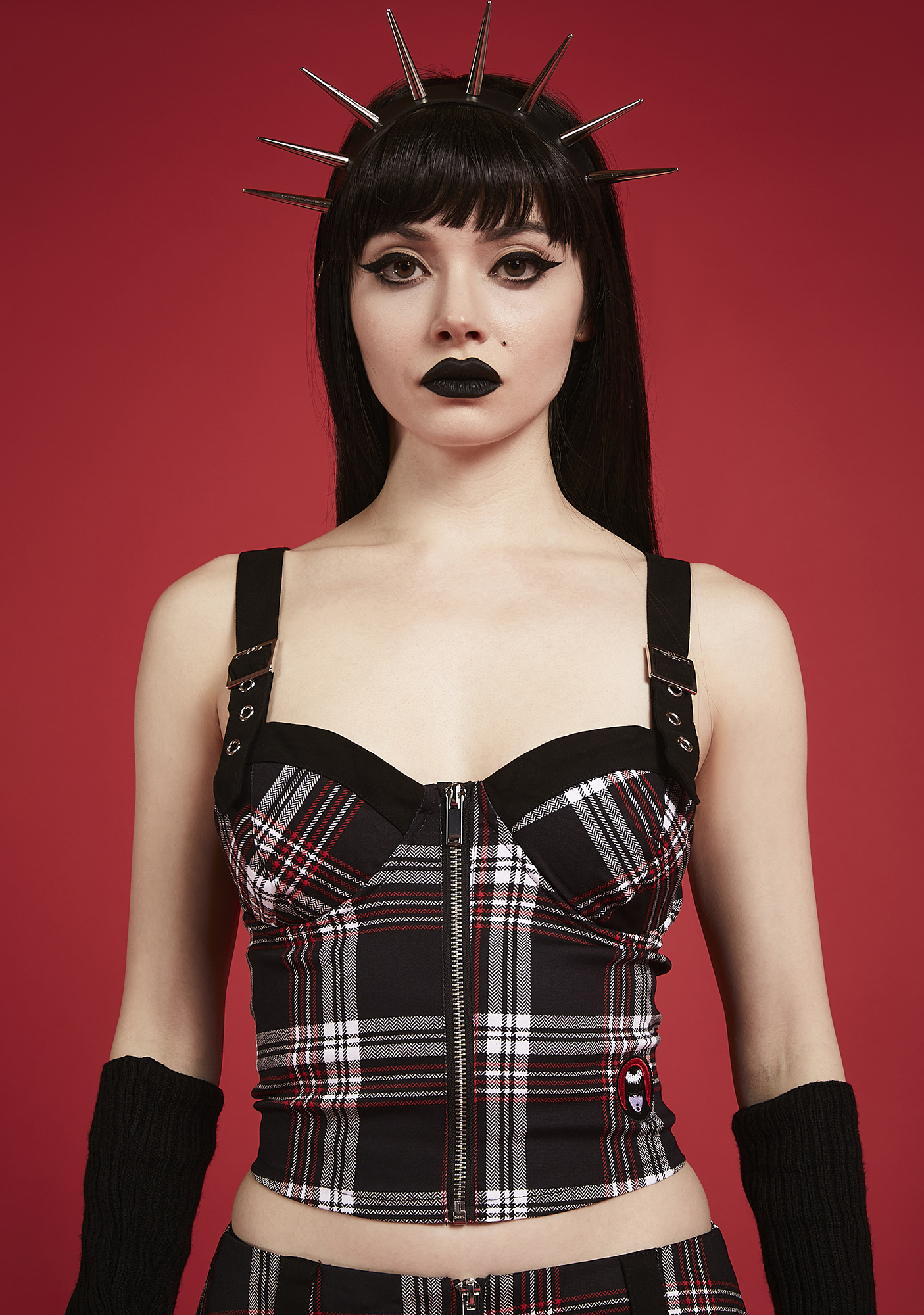 Dolls Kill X Emily The Strange Plaid Bustier Top | Dolls Kill