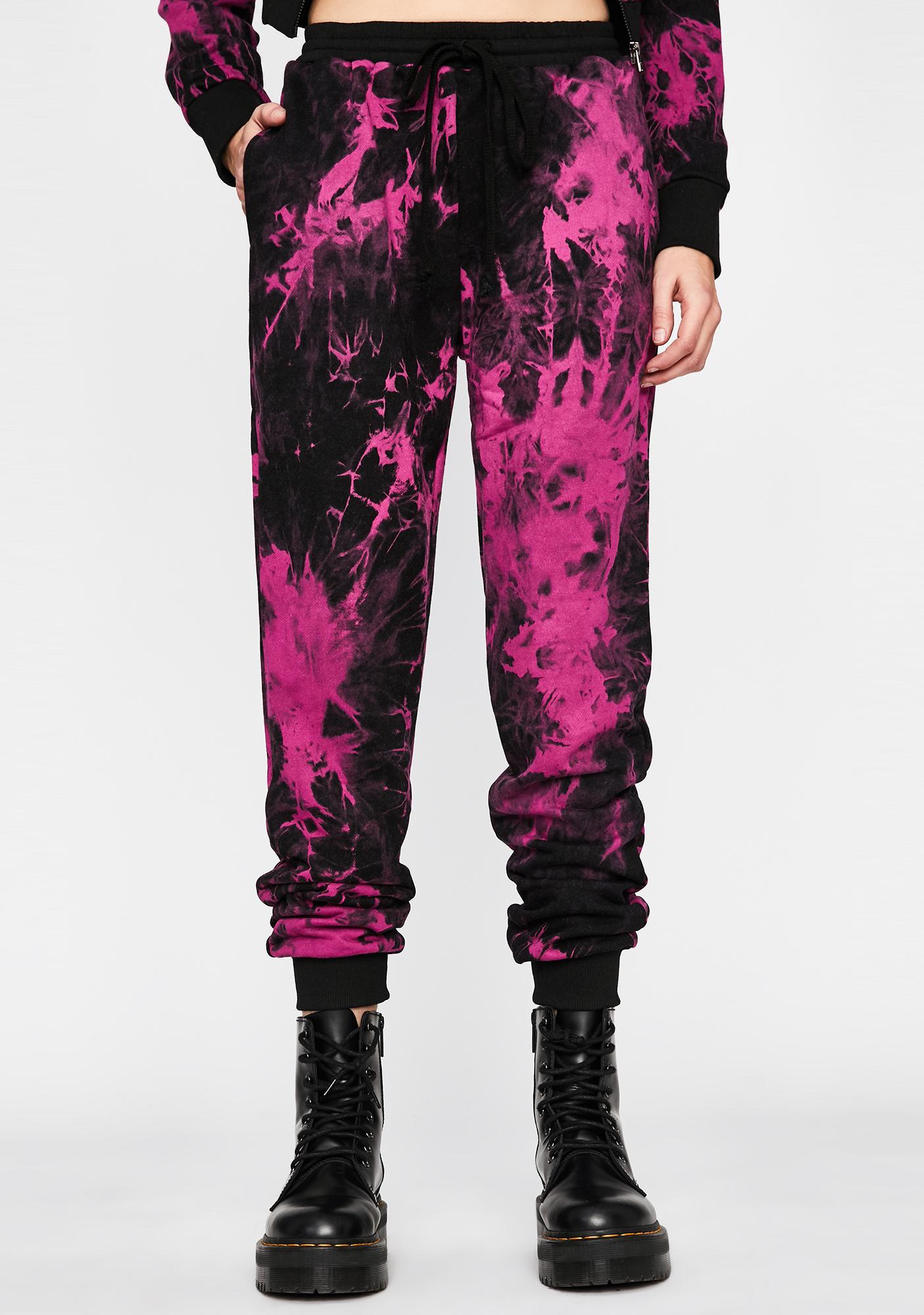 black and pink joggers