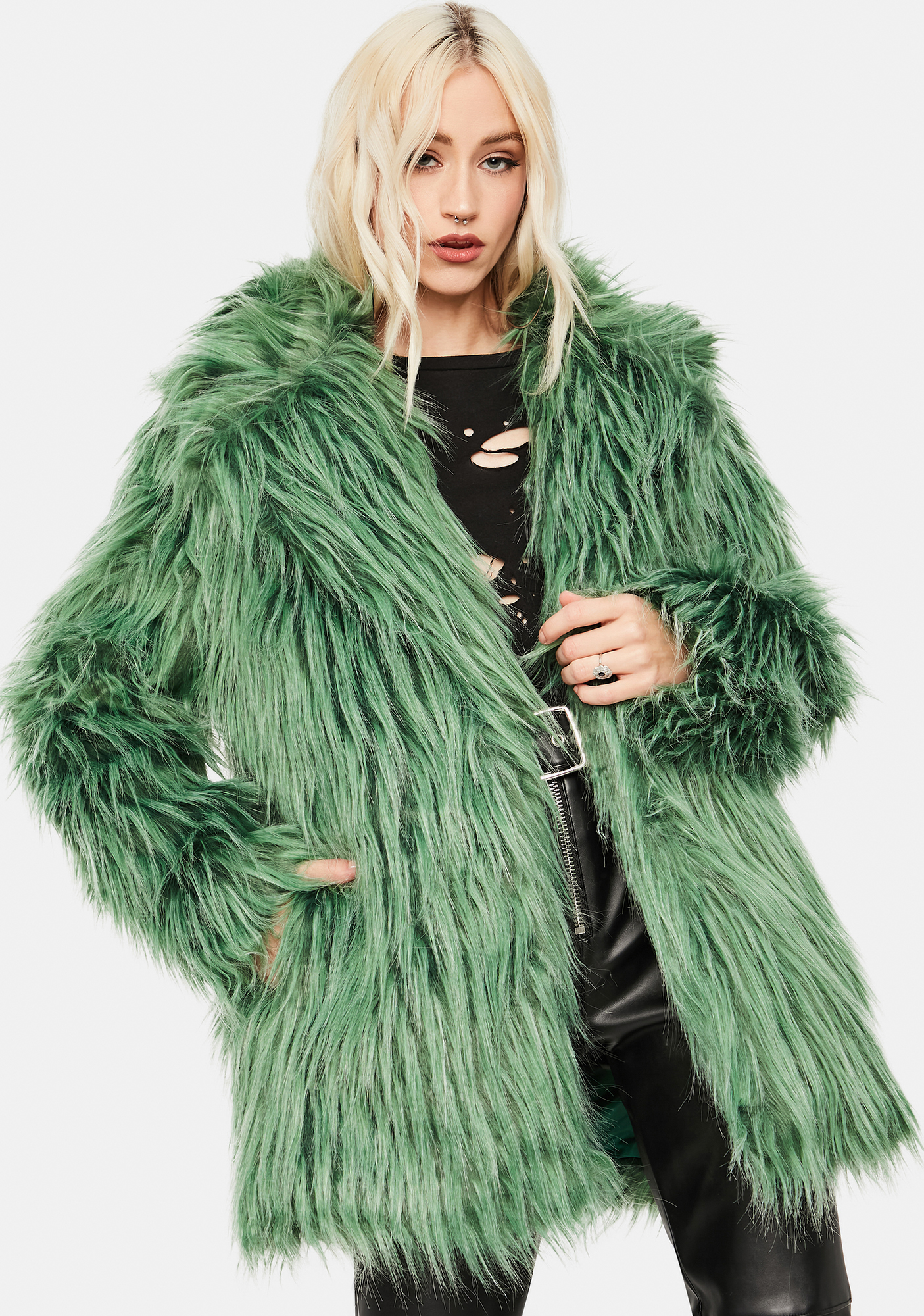 Glamorous Green Faux Fur Coat | Dolls Kill
