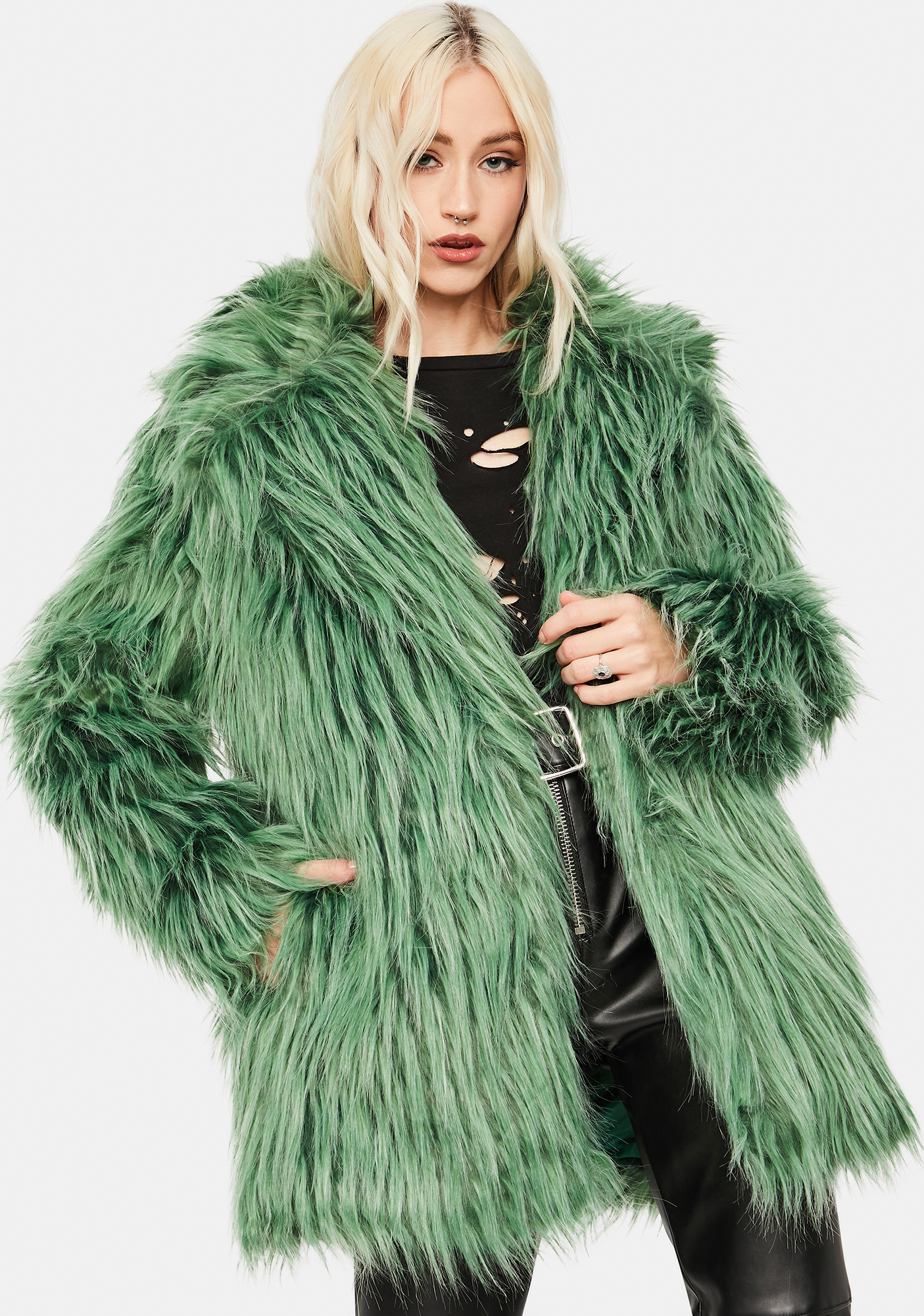 Glamorous Green Faux Fur Coat Dolls Kill