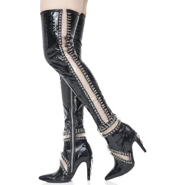 Current Mood Pinned Thigh High Boots | Dolls Kill