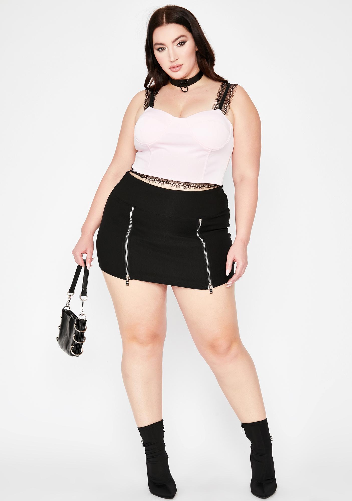 Plus Size Lace Strap Bustier Crop Tank Top Pink | Dolls Kill