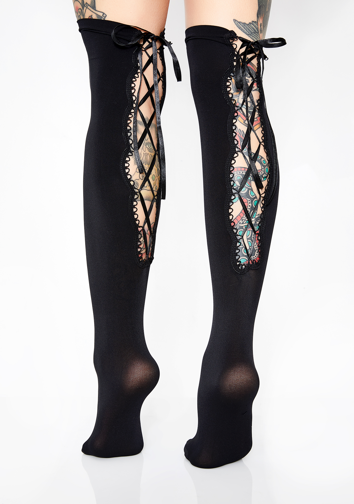 Ribbon Lace Up Knee High Socks Dolls Kill