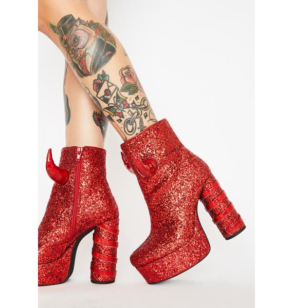 Halloween Dolls Kill Devil Horn Glitter Boots Dolls Kill