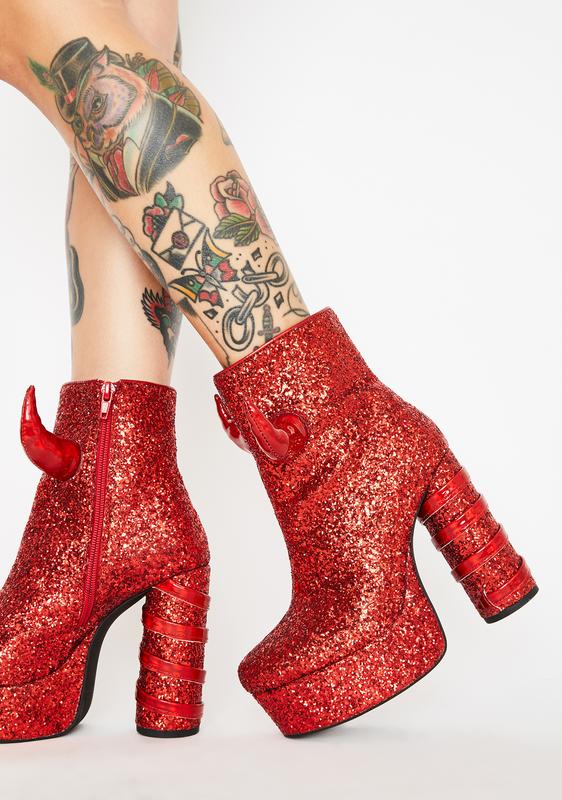 red glitter boots