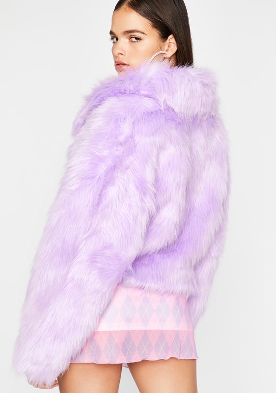 light purple faux fur jacket