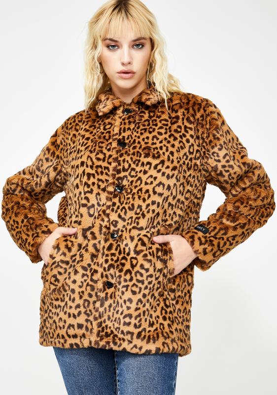 obey leopard jacket