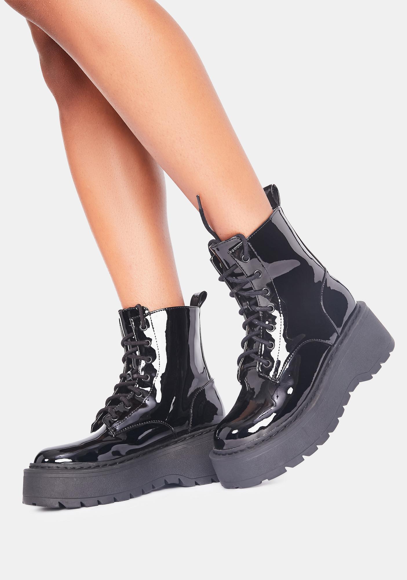 patent combat boots