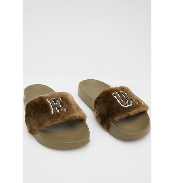 fenty slides olive green