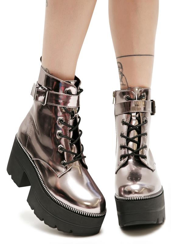 metallic platform boots