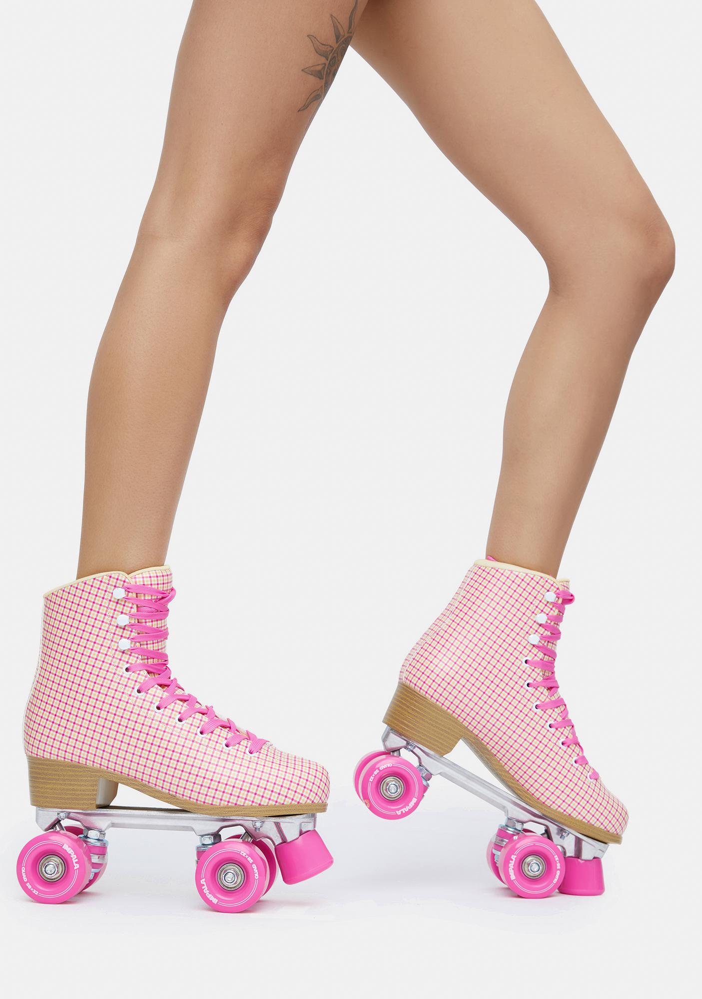 Impala Rollerskates Pink Tartan Quad Roller Skates | Dolls Kill