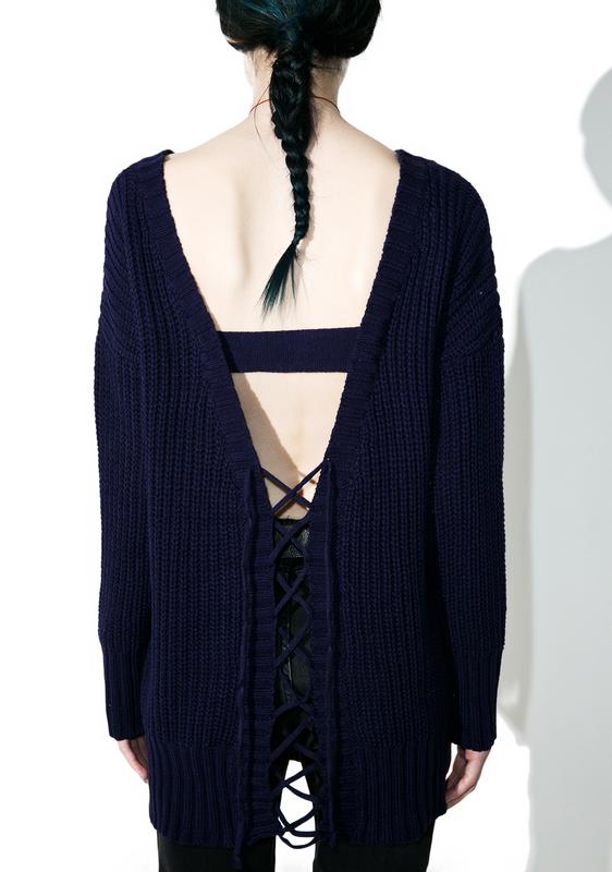 backless knit sweater