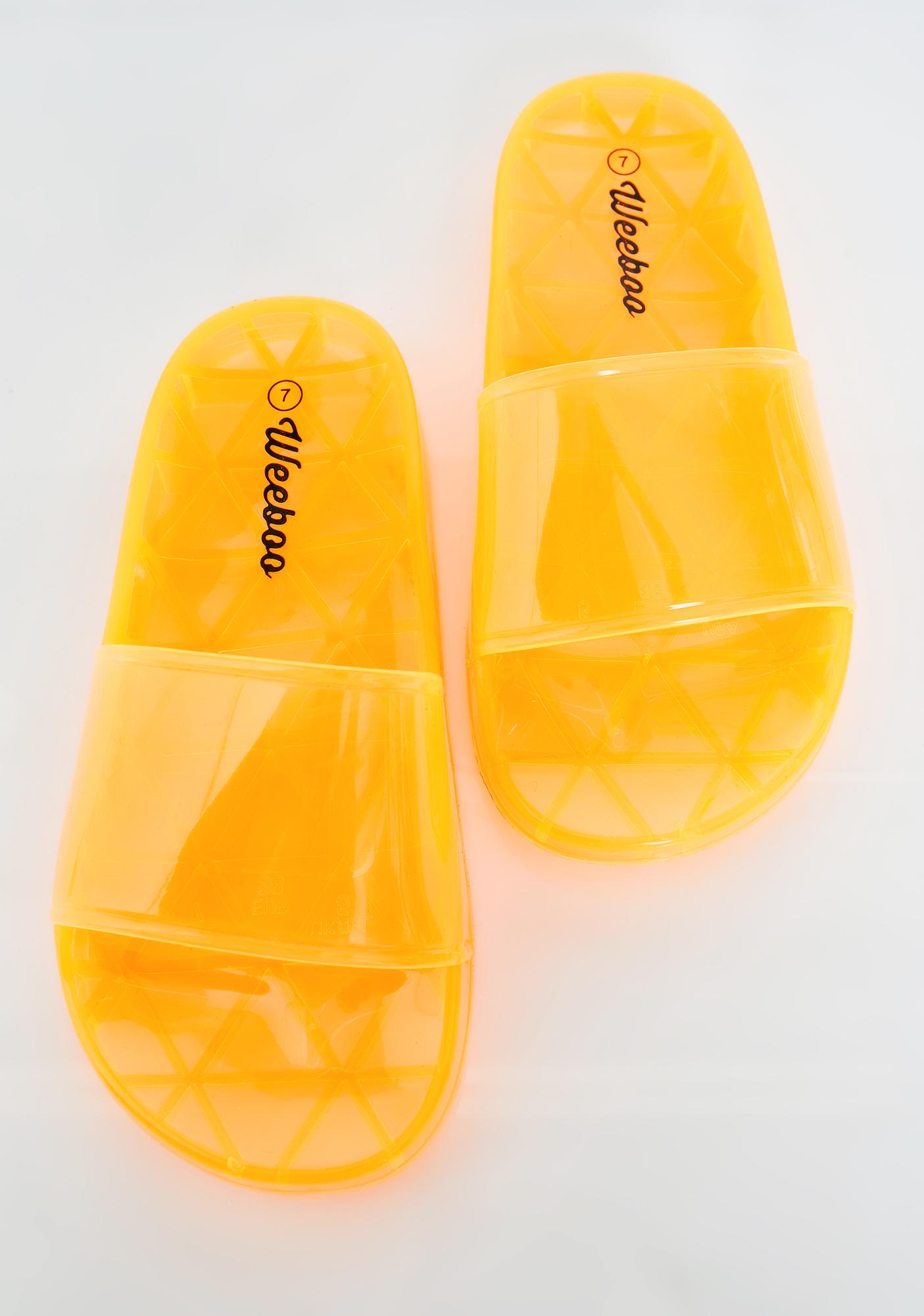Neon Orange Jelly Slides | Dolls Kill