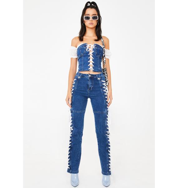 i am gia pink lace up pants