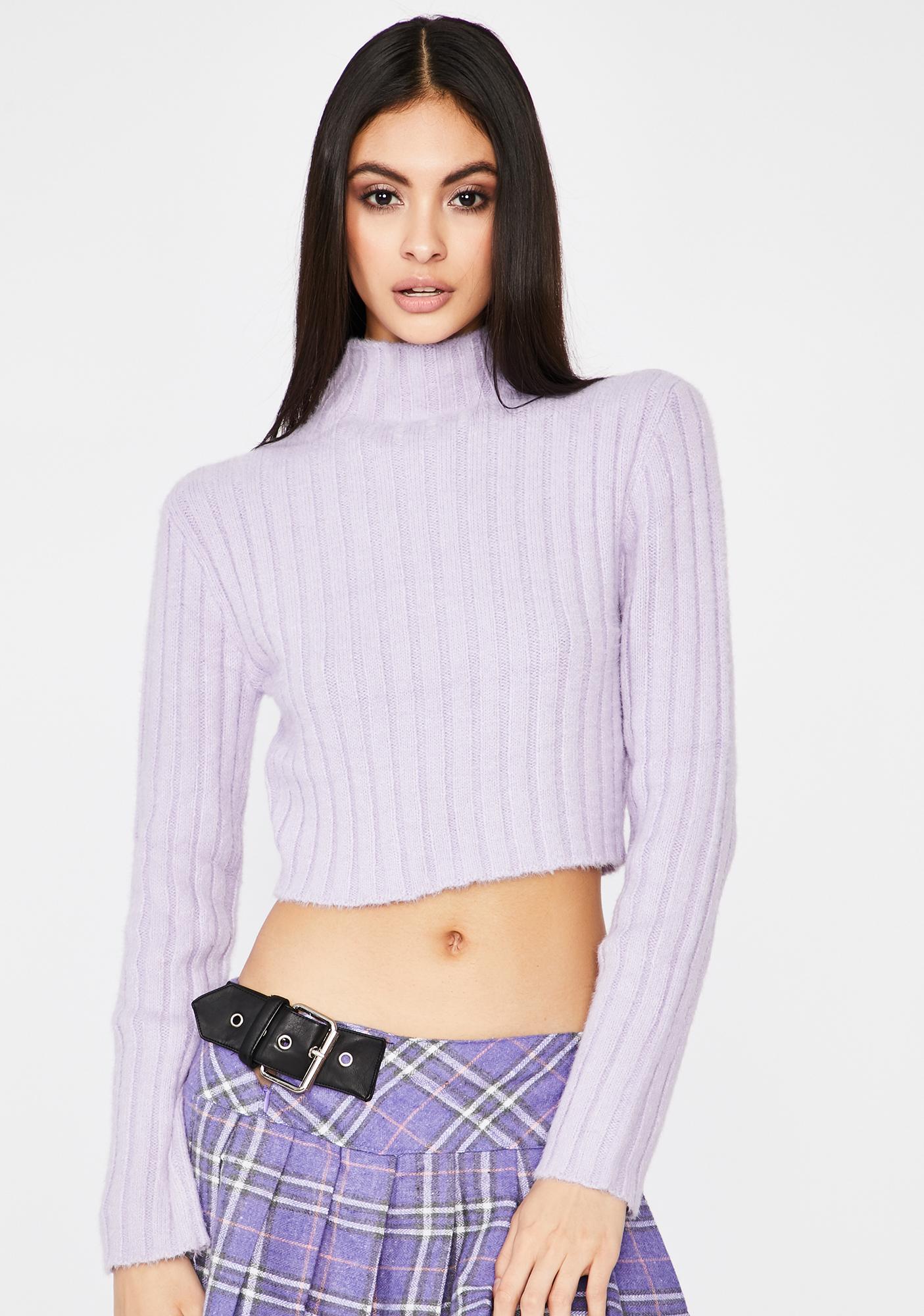 cropped purple sweater