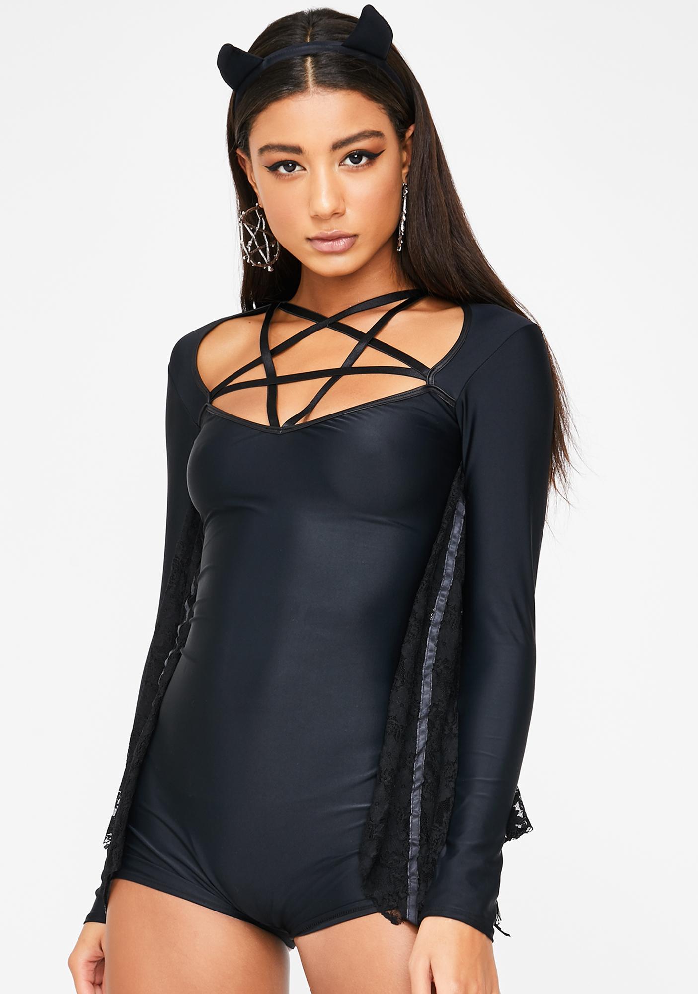 Halloween Lace Bat Romper Dolls Kill