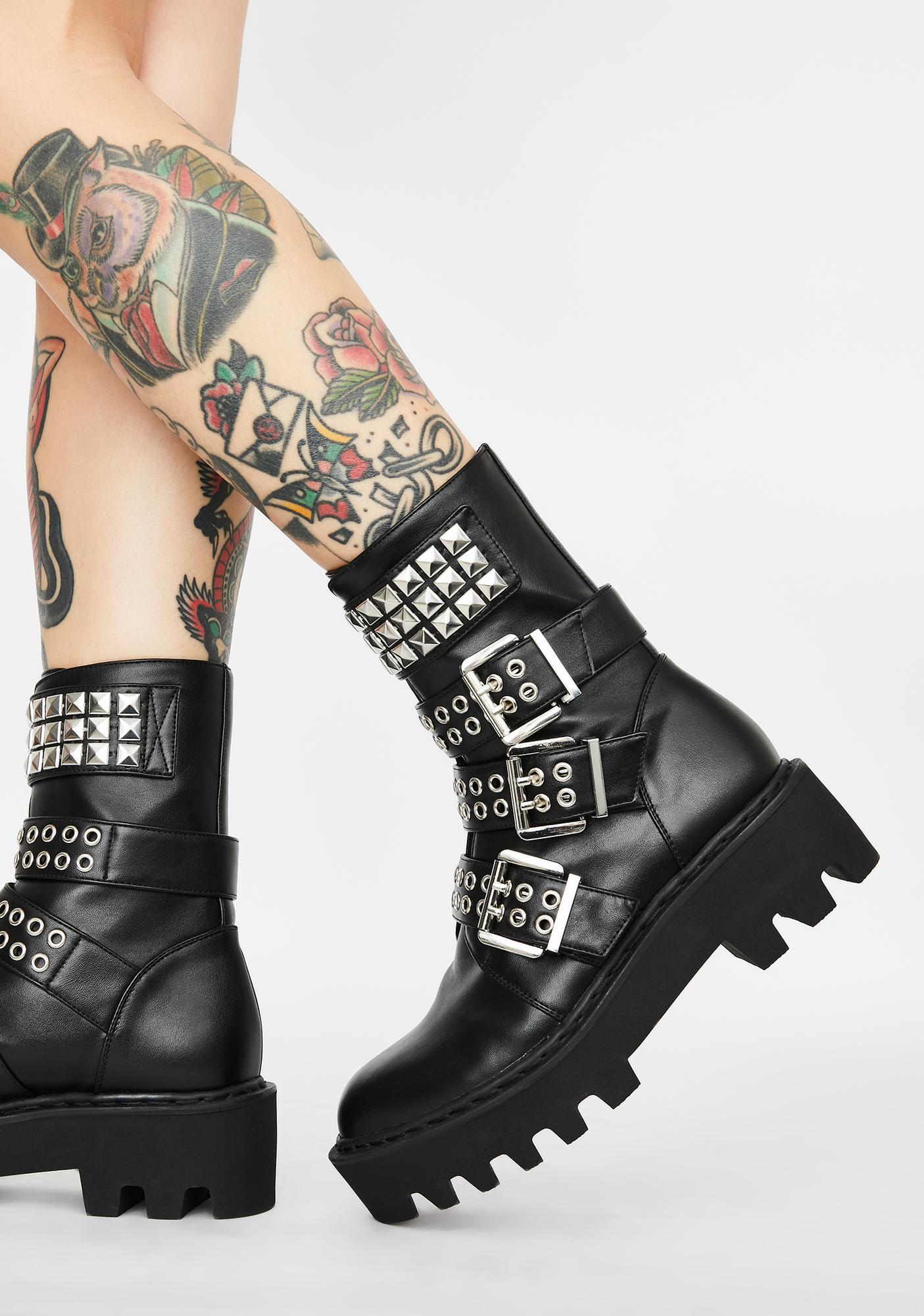 punk buckle boots
