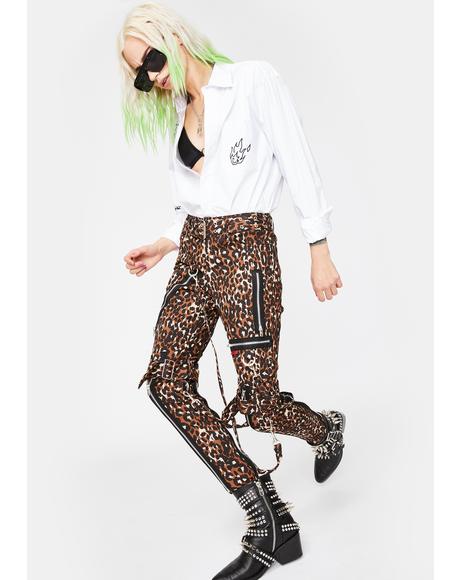Leopard Classic Slim Leg Bondage Pants