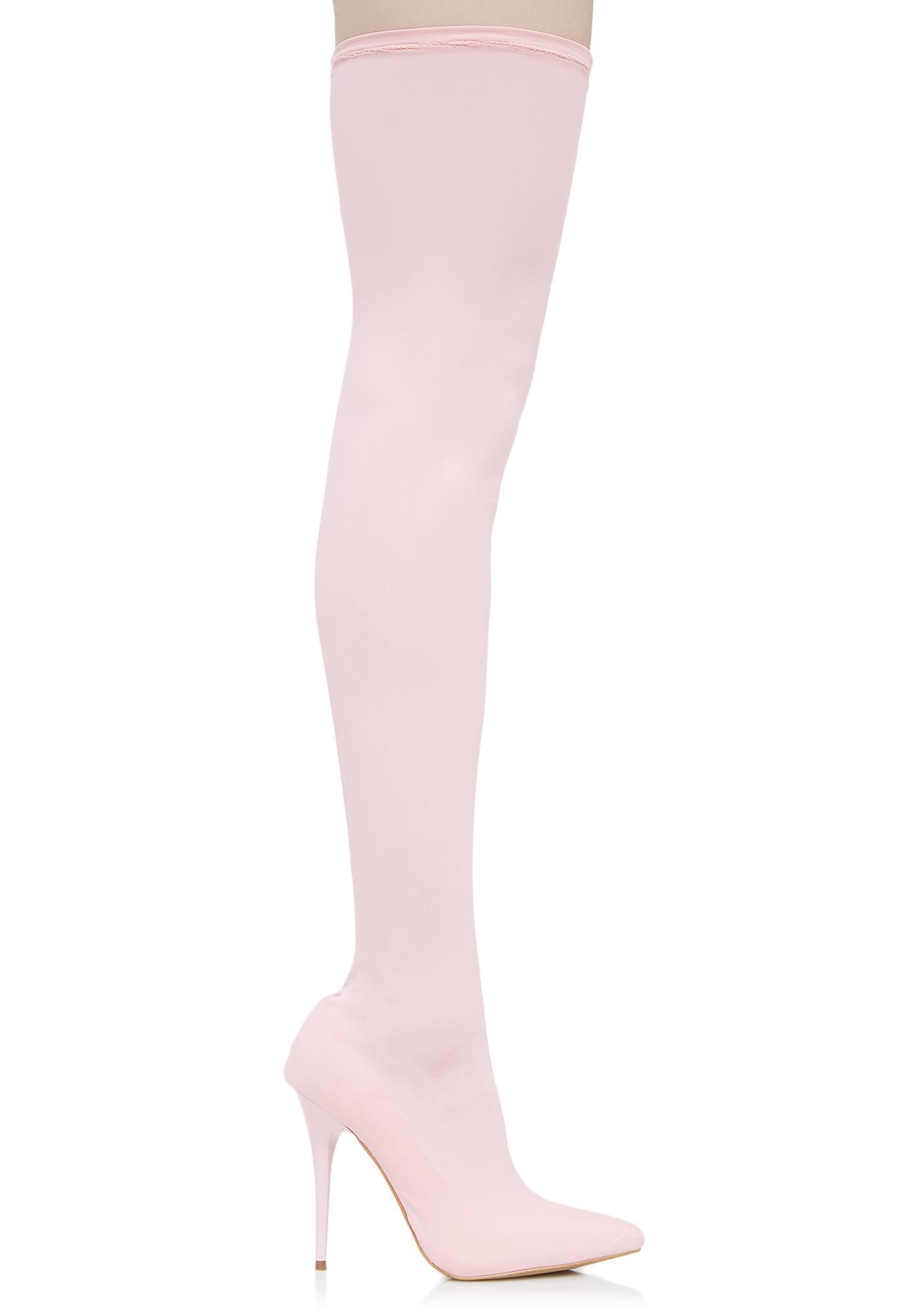 light pink thigh high boots