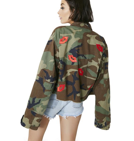 American Vintage Lip Patches Camo Jacket Dolls Kill
