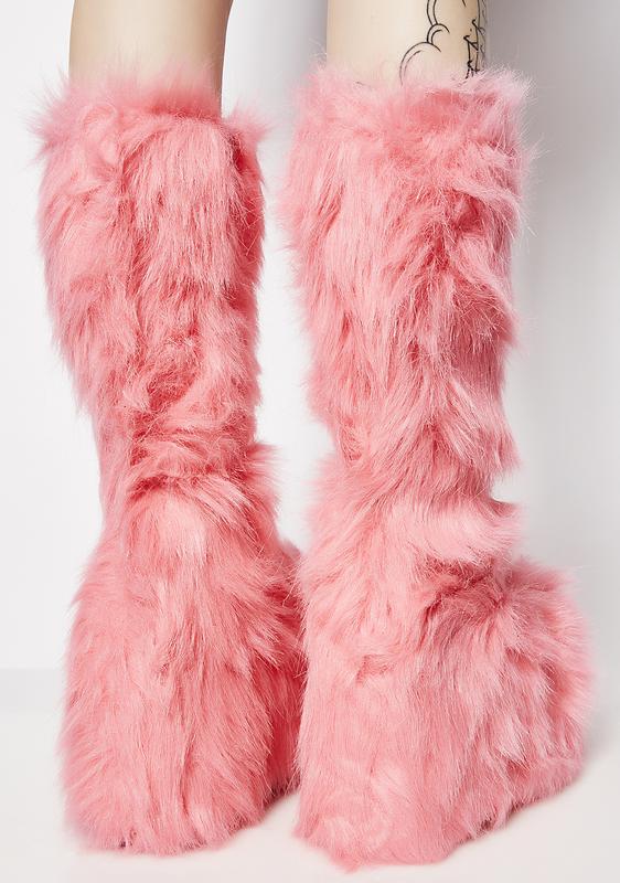 fuzzy pink boots