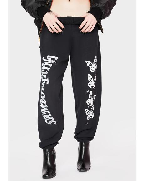 vitriol butterfly black sweatpants