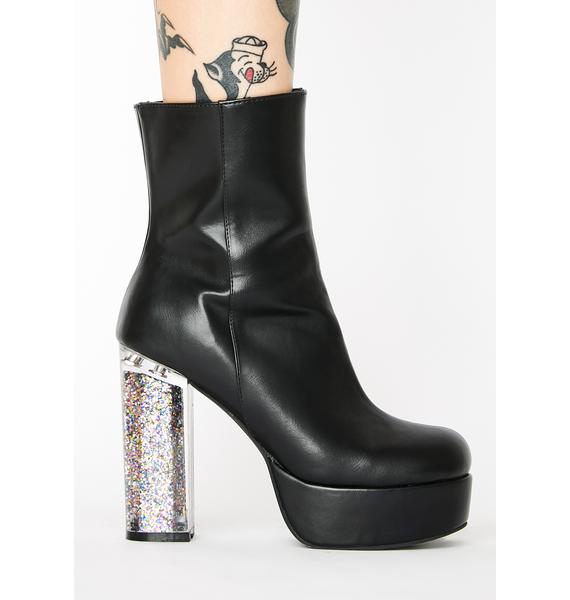 black sparkly heel boots
