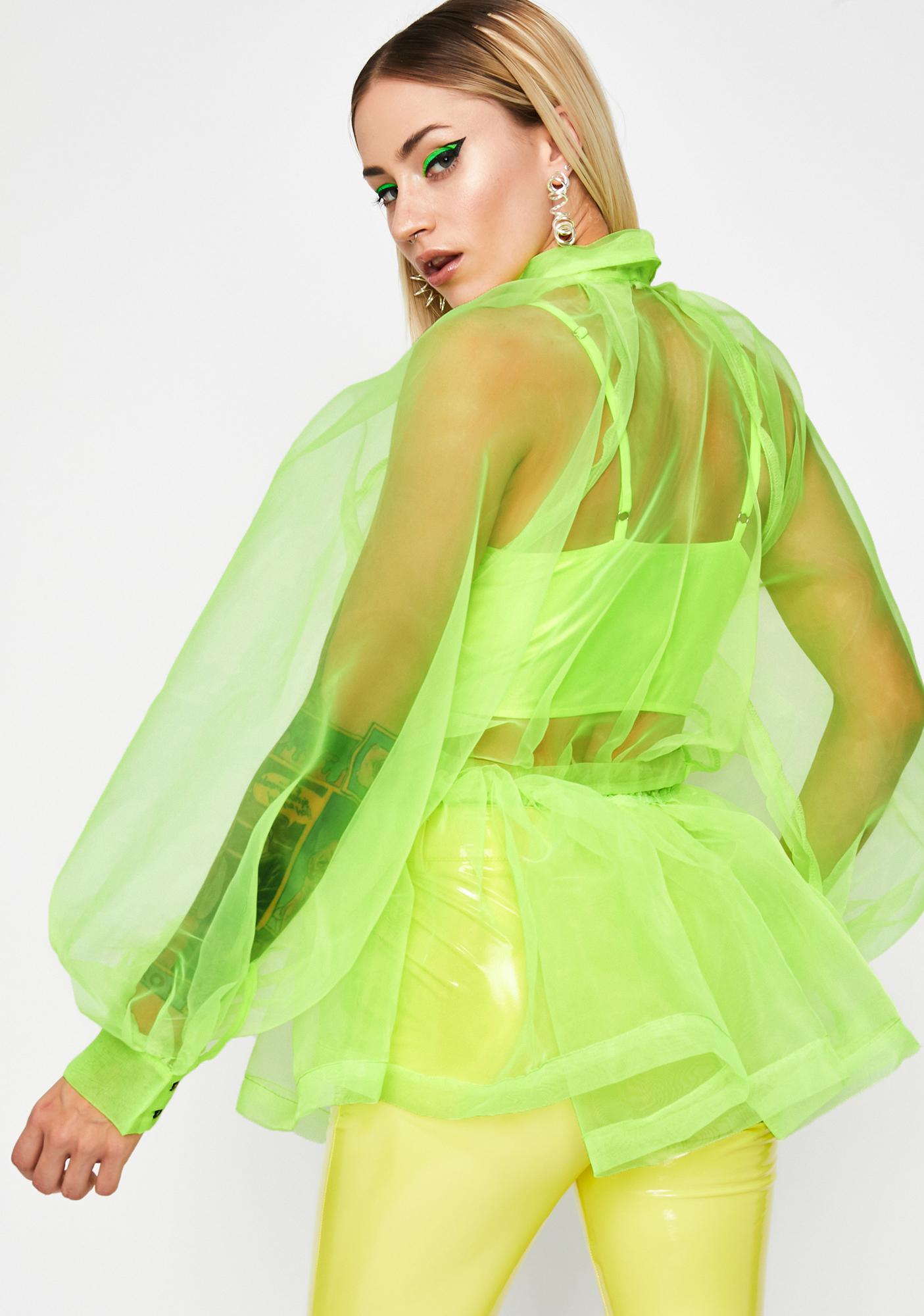 green organza top