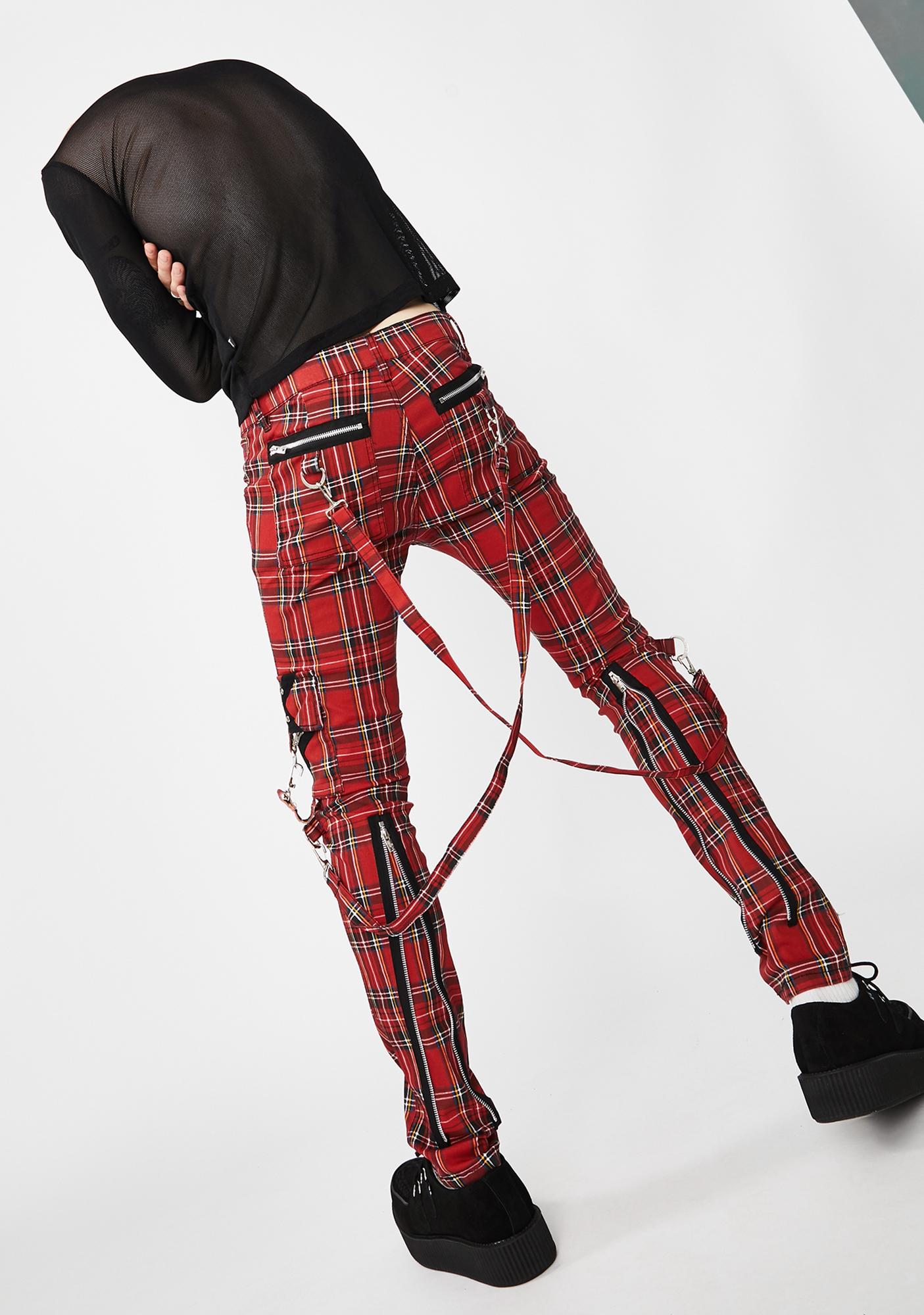 tripp nyc slim red bondage pants