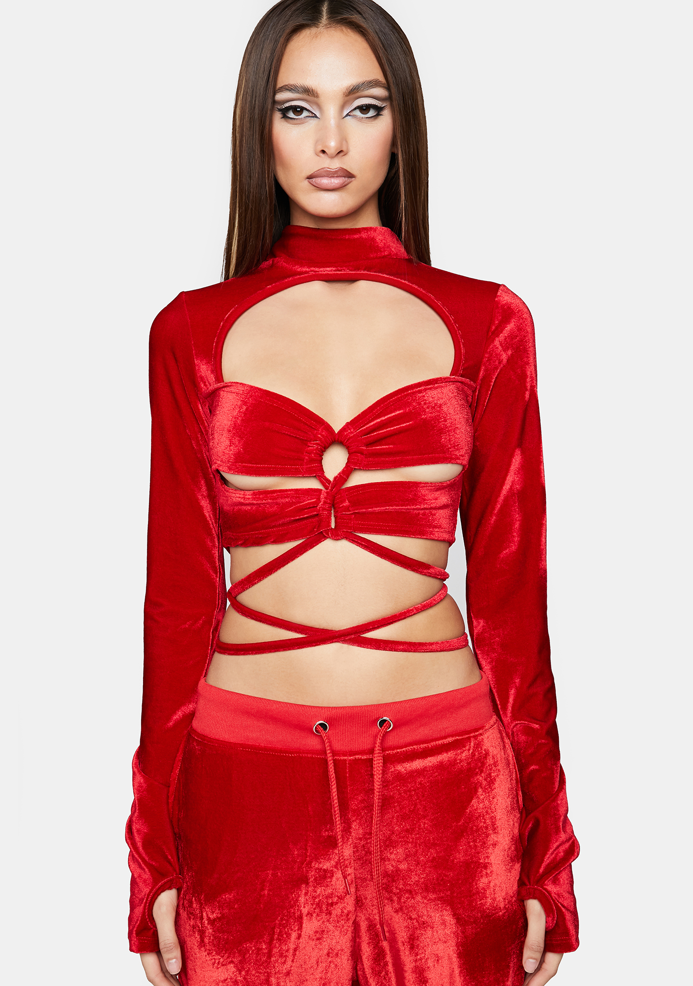 Forbidden Clothing Red Velour Sex Crop Top Dolls Kill