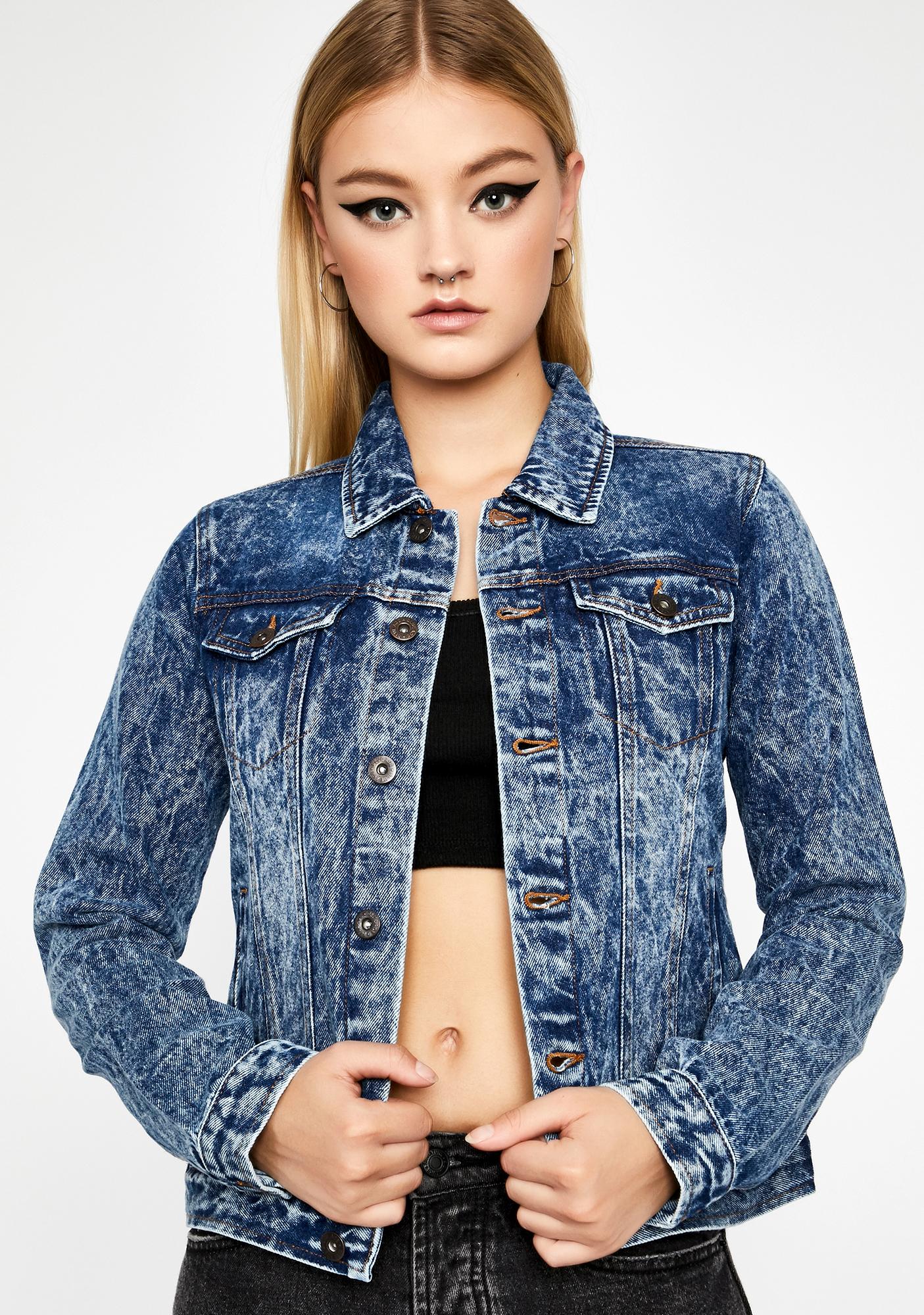 Acid Wash Denim Jean Jacket Blue Dolls Kill