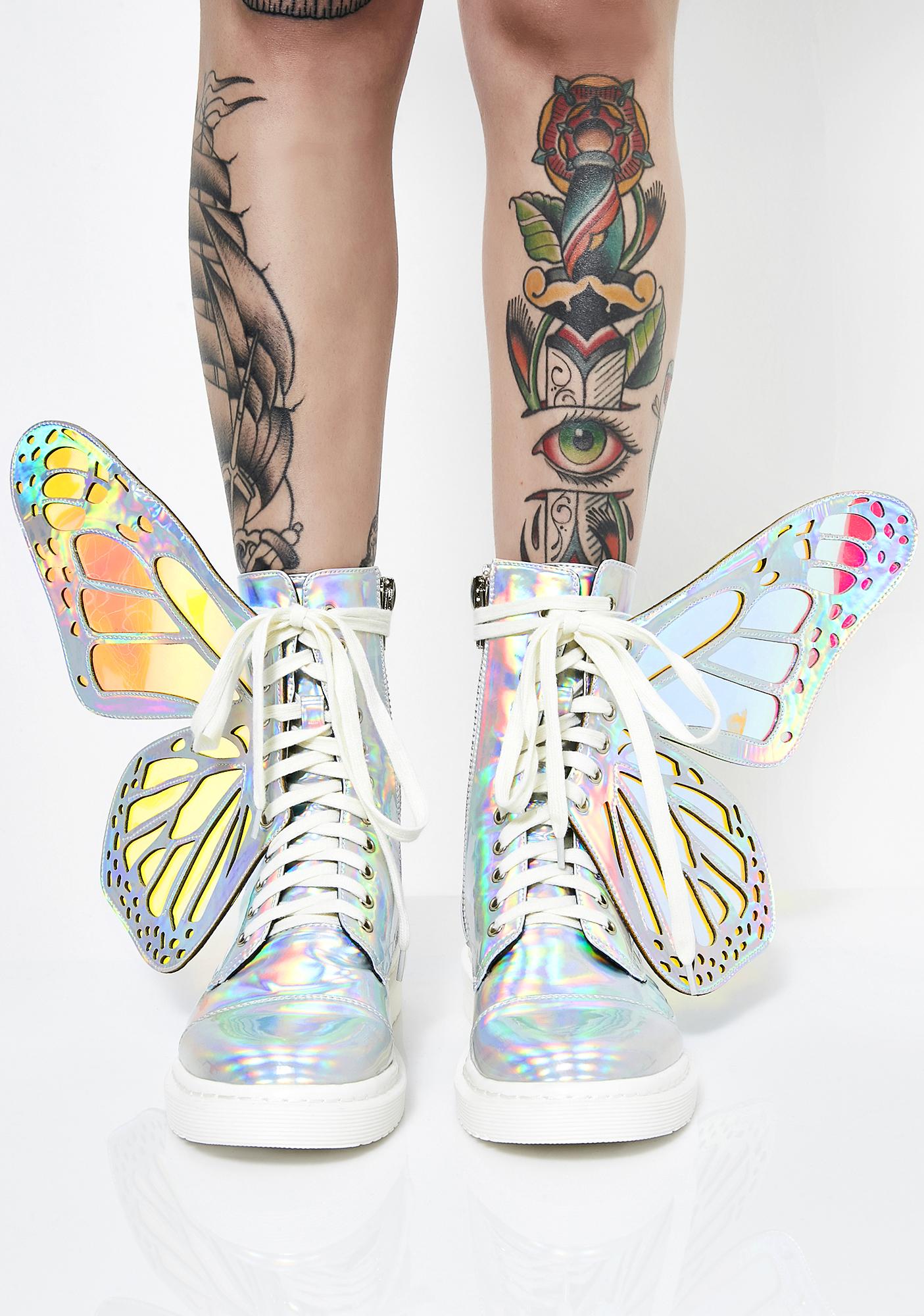 club exx holographic butterfly boots