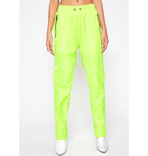 neon yellow cargo trousers