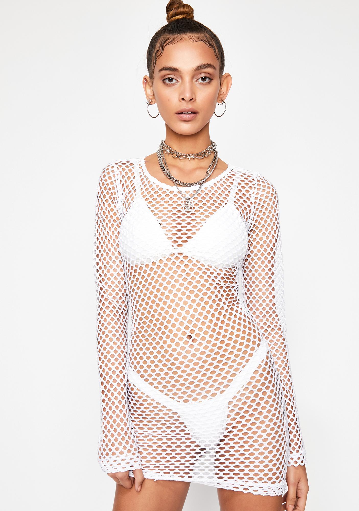 long sleeve fishnet dress