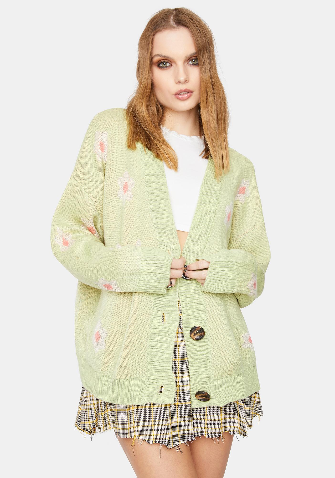 green daisy cardigan